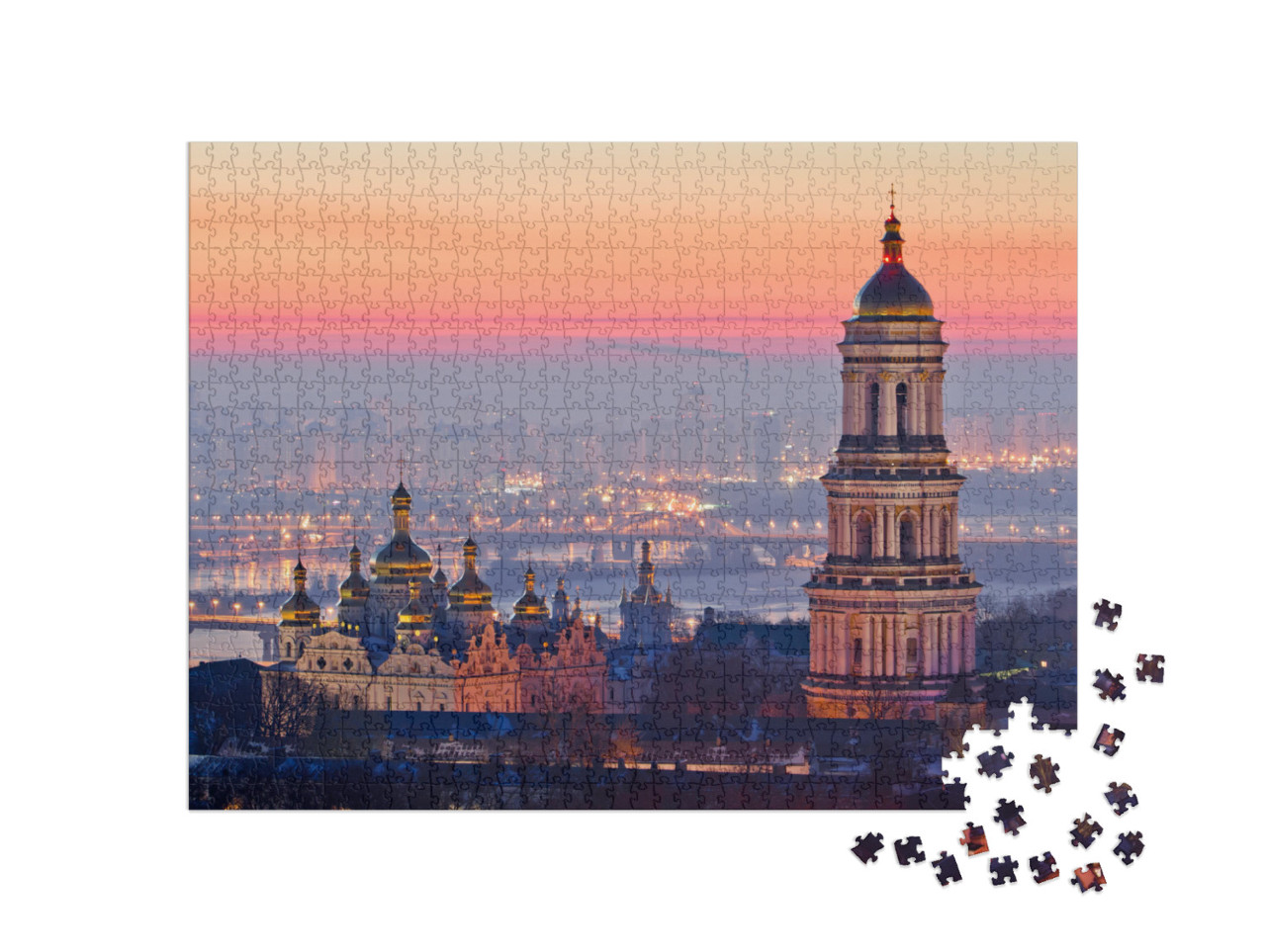 Aerial View At Sunrise of the Kiev-Pechersk Lavra - One o... Jigsaw Puzzle with 1000 pieces