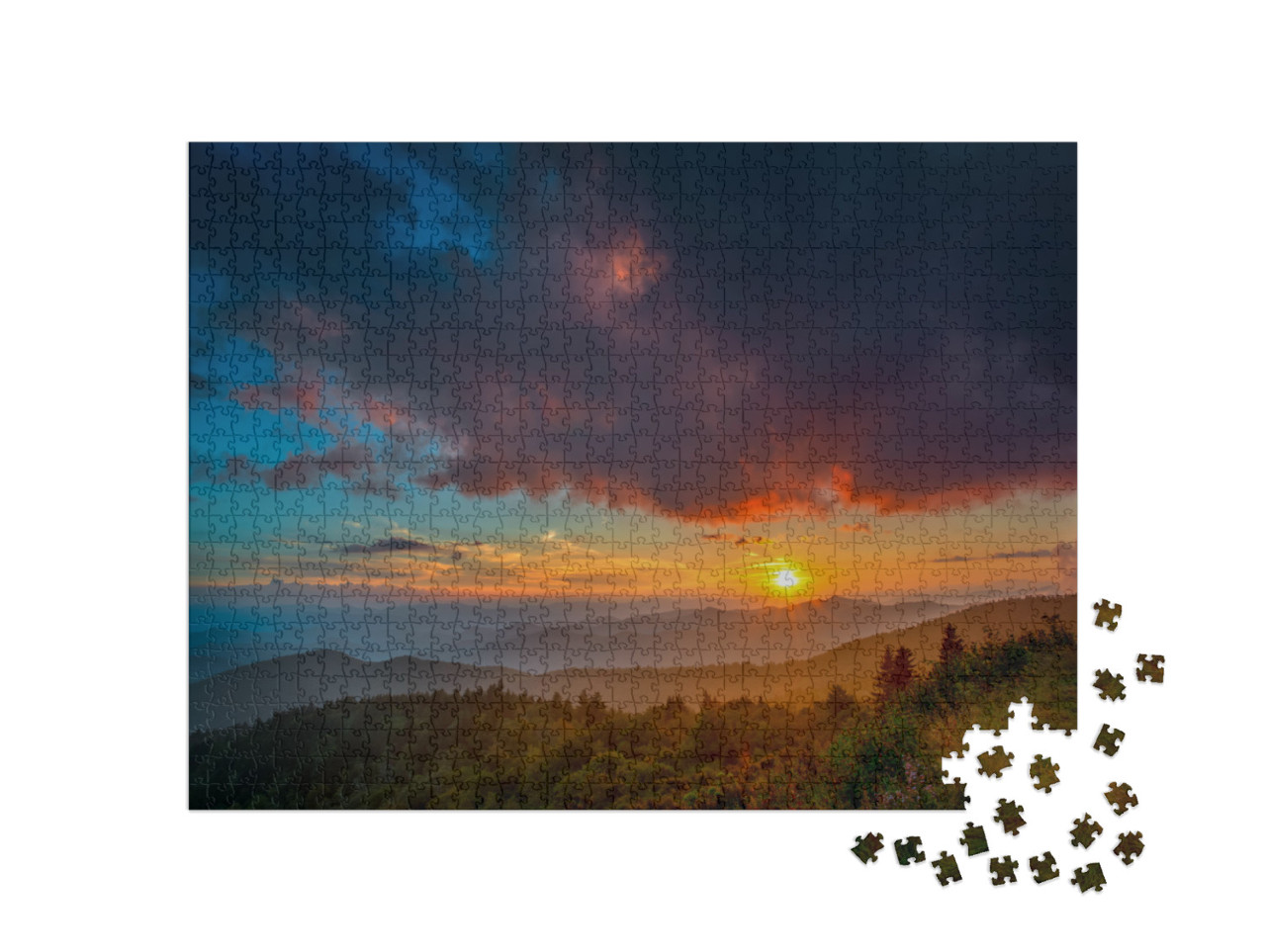 The Light Over the Appalachian Mountains Along the Blue R... Jigsaw Puzzle with 1000 pieces