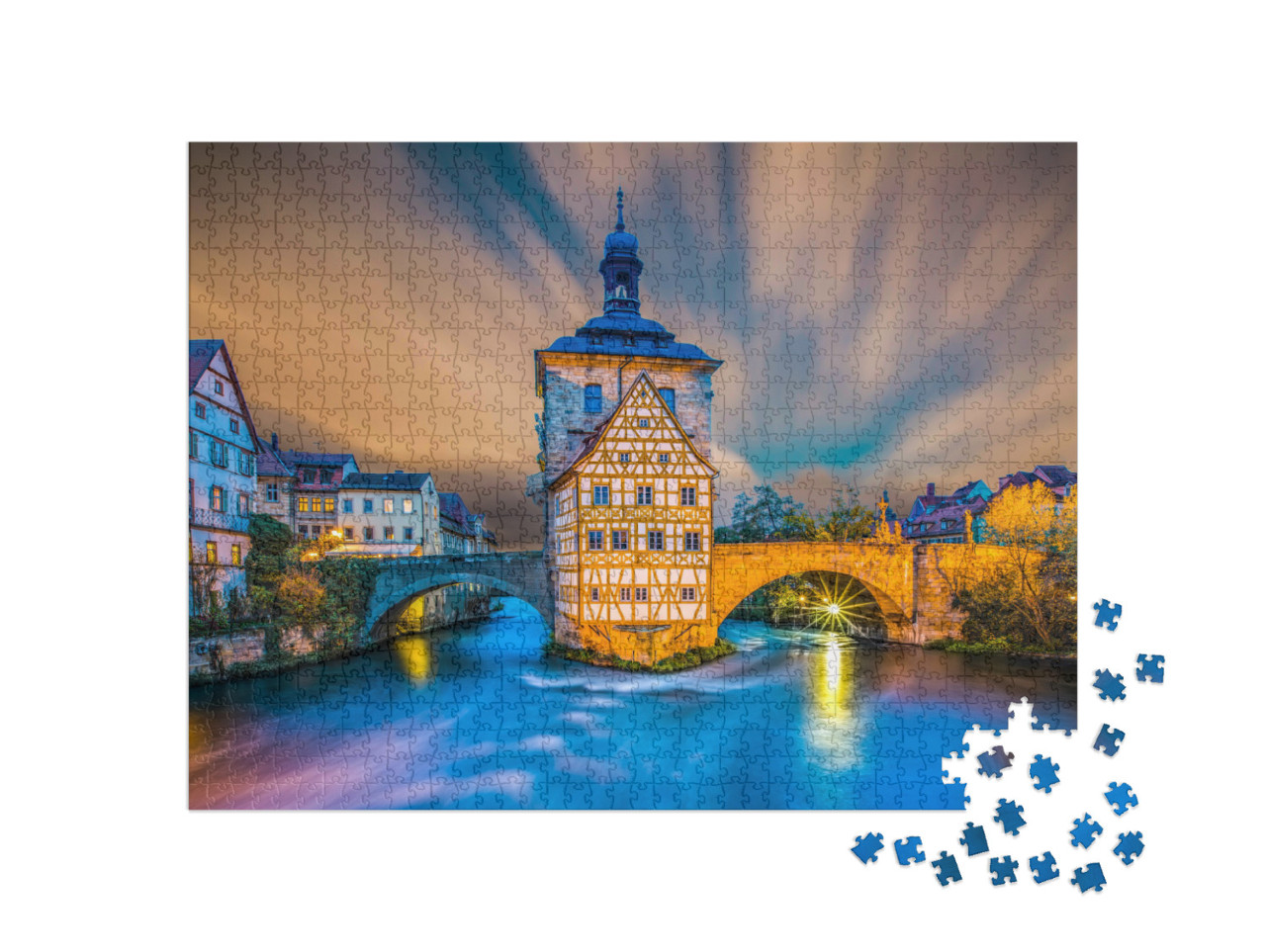 Old Town Bamberg in Bavaria, Germany. Romantic Historical... Jigsaw Puzzle with 1000 pieces