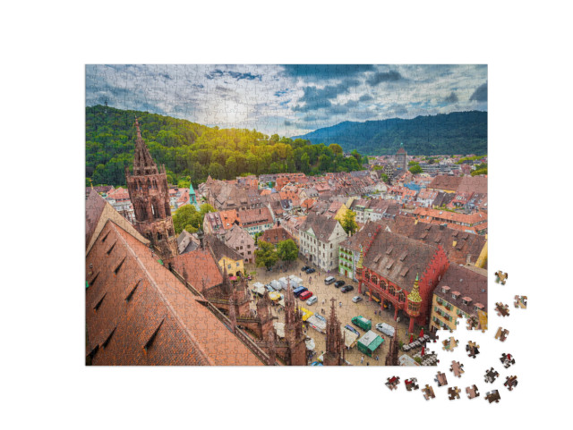 Aerial View of the Historic City Center of Freiburg Im Br... Jigsaw Puzzle with 1000 pieces