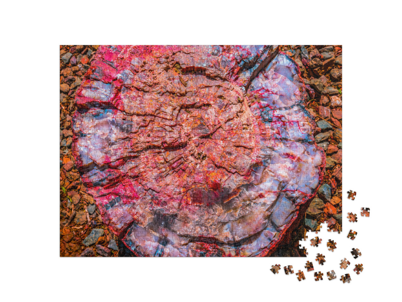 Red Blue Orange Petrified Wood Log Abstract Visitor Cente... Jigsaw Puzzle with 1000 pieces