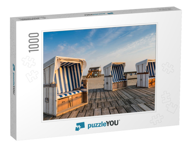 Beach Chairs on the Beach of St. Peter-Ording Germany... Jigsaw Puzzle with 1000 pieces