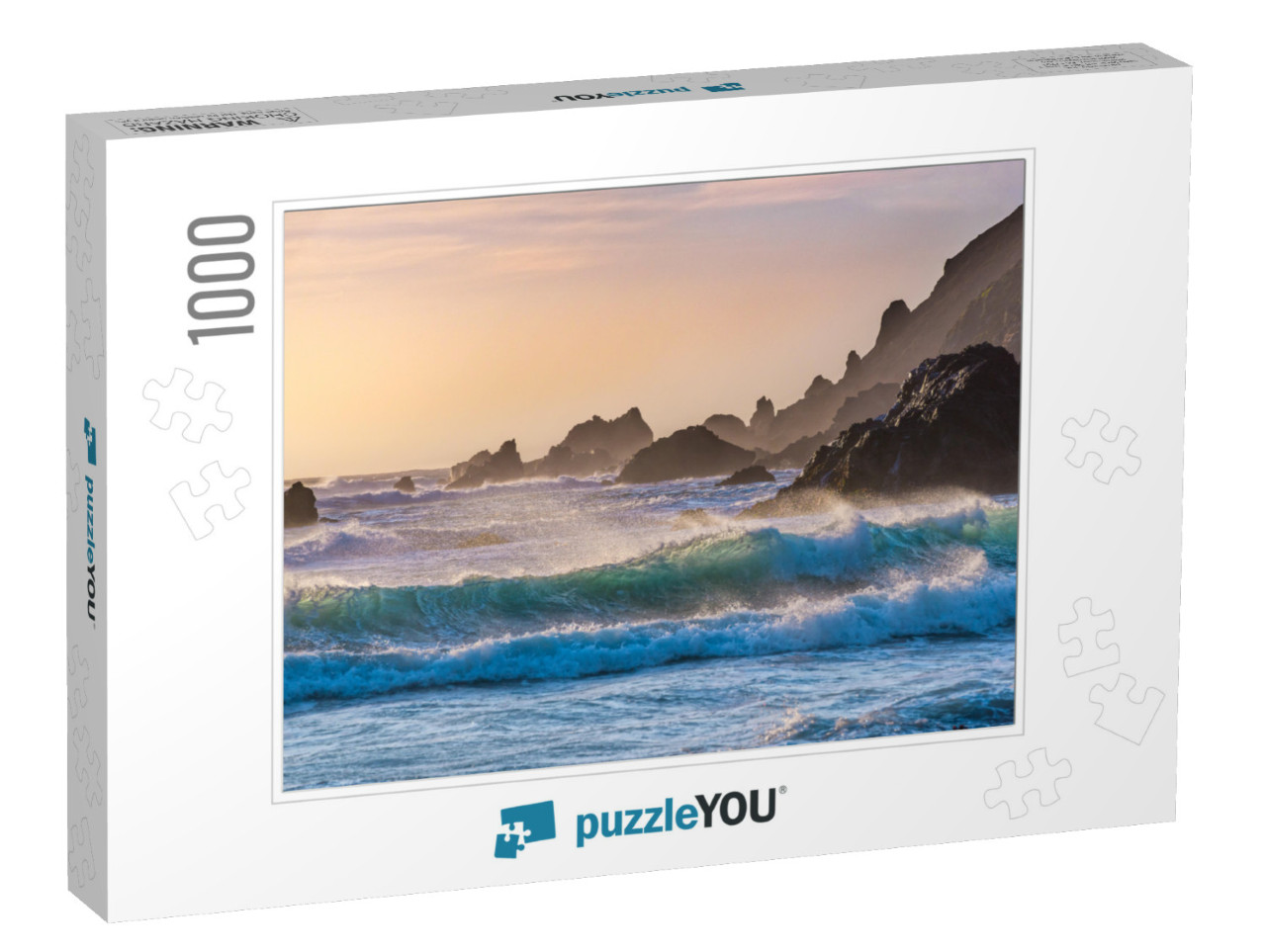 Breakers Roll in At Sunset on Pfeiffer Beach in Big Sur... Jigsaw Puzzle with 1000 pieces