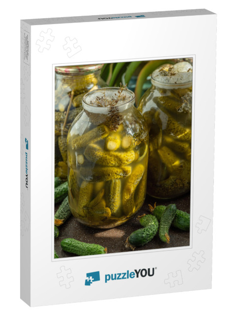 Pickled Cucumbers in a Glass Jar, Homemade Preserves... Jigsaw Puzzle