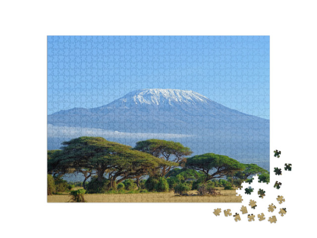 Snow on Top of Mount Kilimanjaro in Amboseli... Jigsaw Puzzle with 1000 pieces