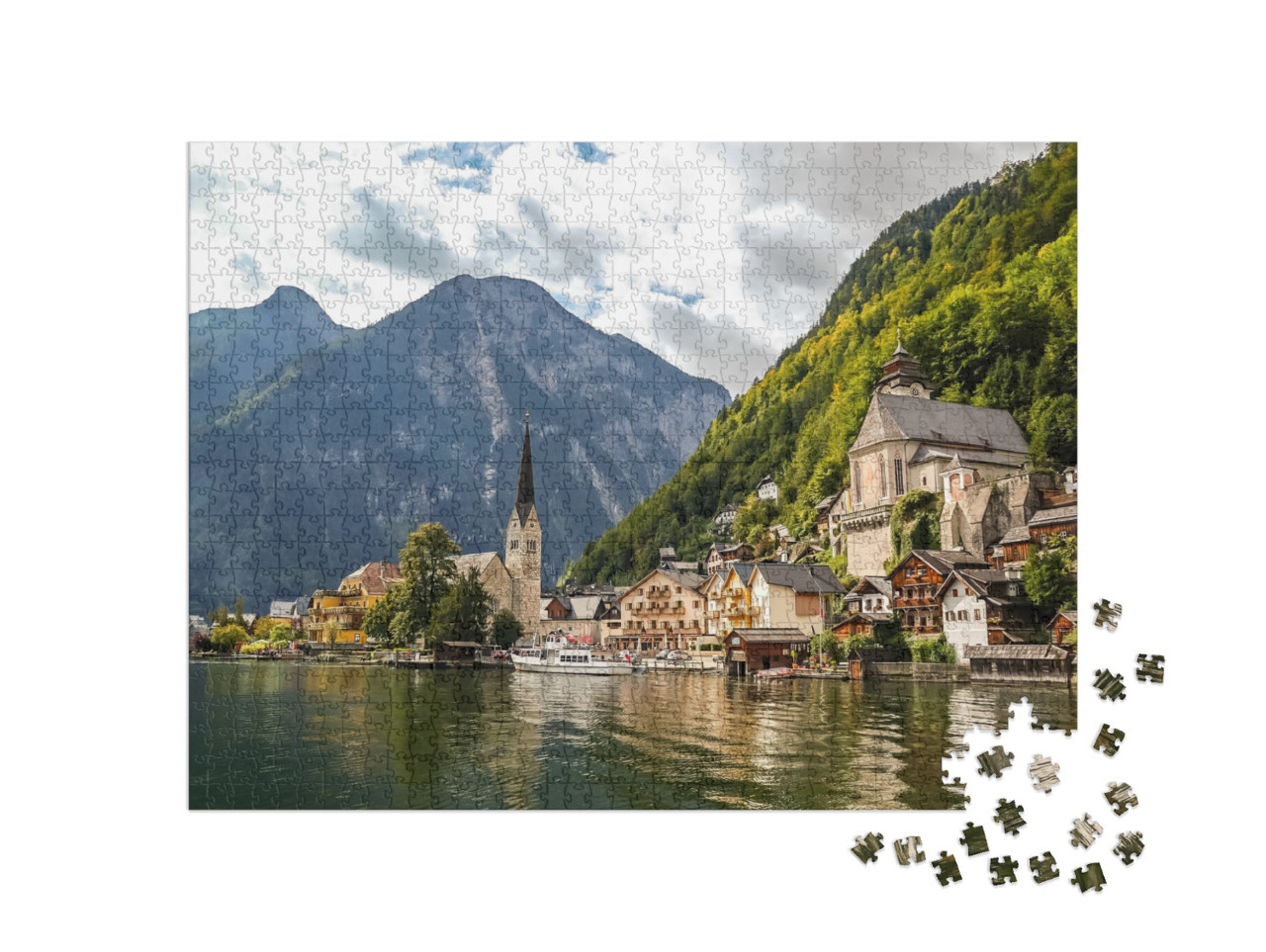 Beautiful Panorama of Hallstadt, Austria... Jigsaw Puzzle with 1000 pieces