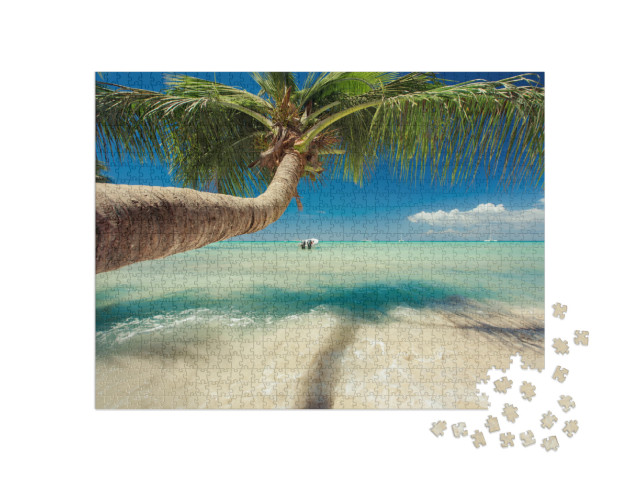 Beautiful Palm Tree Over Caribbean Sea... Jigsaw Puzzle with 1000 pieces