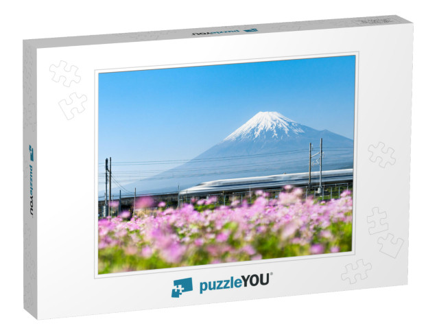 Shinkansen Bullet Train Passing by Mount Fuji, Yoshiwara... Jigsaw Puzzle