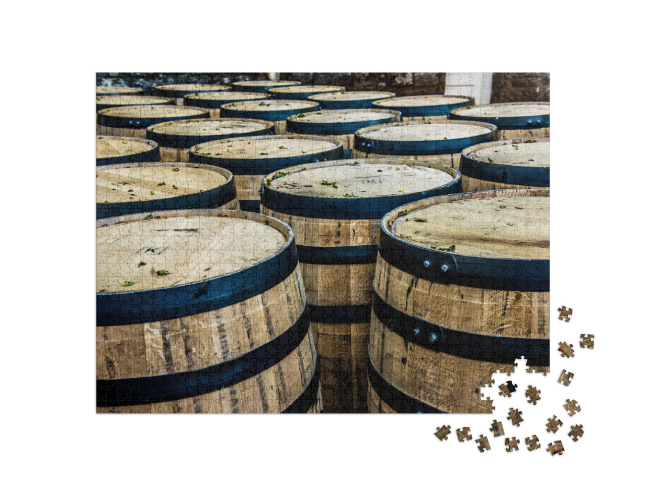 Bourbon Oak Barrels Waiting to be Filled At a Kentucky Di... Jigsaw Puzzle with 1000 pieces