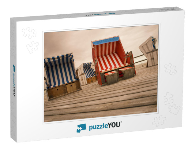 Beach Chairs on a Pedestal Made of Wood, At the Beach of... Jigsaw Puzzle