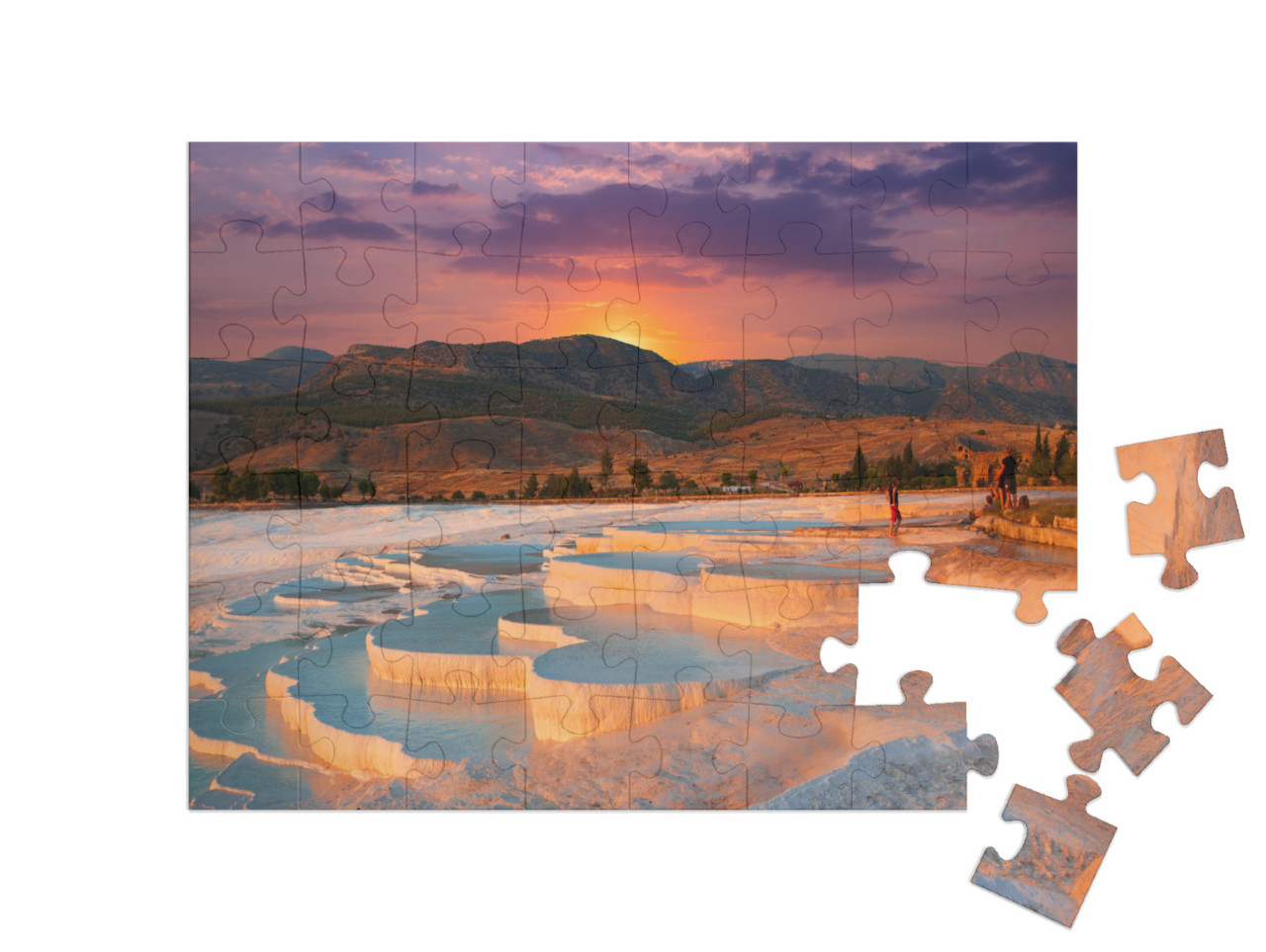 Beautiful Sunrise & Natural Travertine Pools & Terraces i... Jigsaw Puzzle with 48 pieces