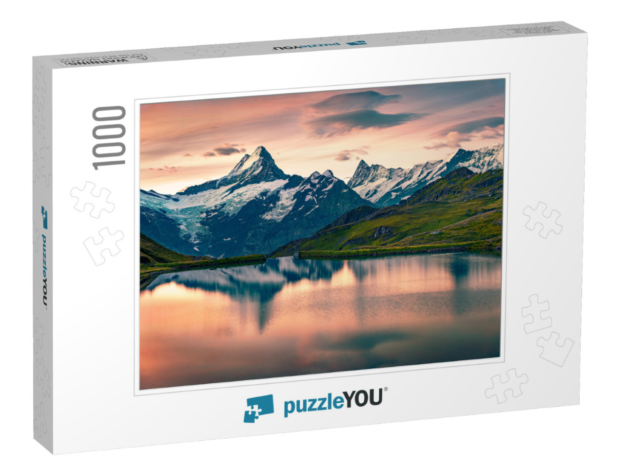 Breathtaking Summer Sunrise on Bachalpsee Lake with Schre... Jigsaw Puzzle with 1000 pieces