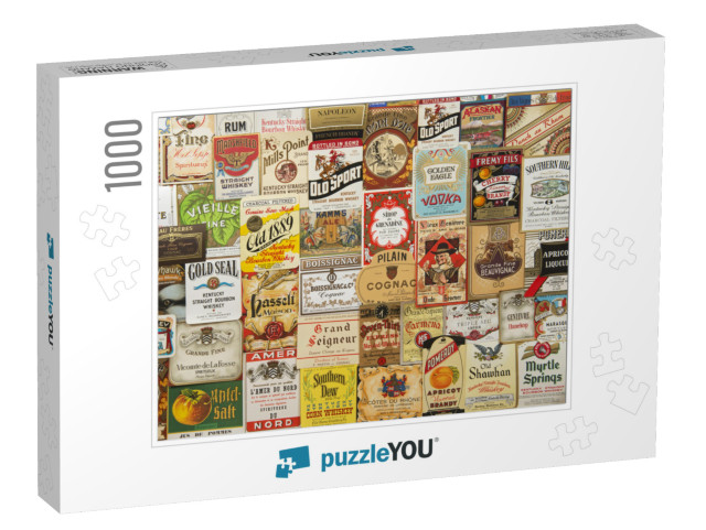 Vintage Alcohol Labels Photo Collage Jigsaw Puzzle with 1000 pieces