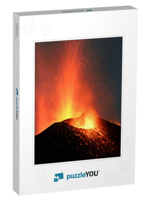 Night Eruption Volcano Stromboli Glowing Rocks Falling Do... Jigsaw Puzzle