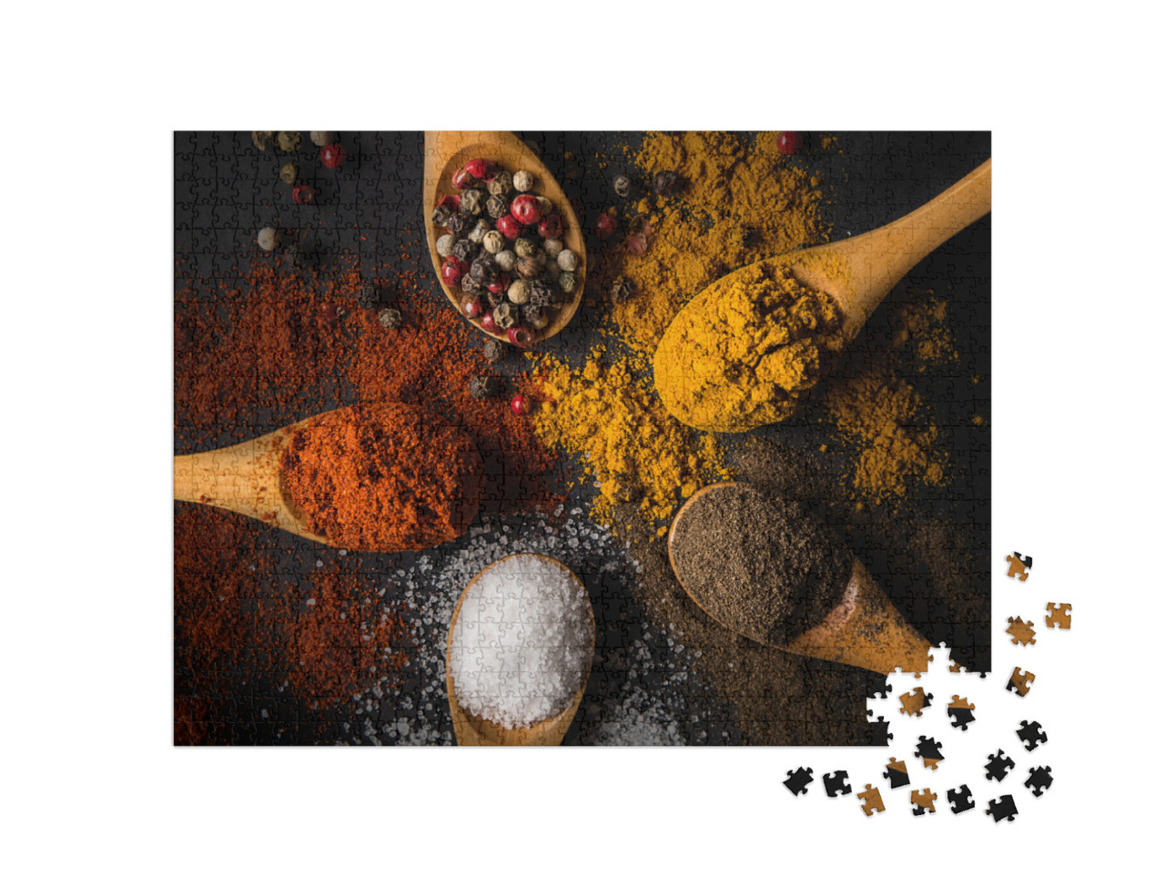 Variety of Spices on Kitchen Table... Jigsaw Puzzle with 1000 pieces