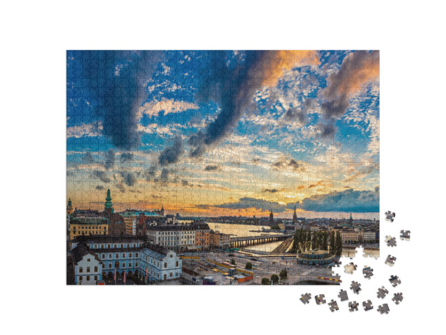 Night View of Gamla Stan, the Old Part of Stockholm, Swed... Jigsaw Puzzle with 1000 pieces