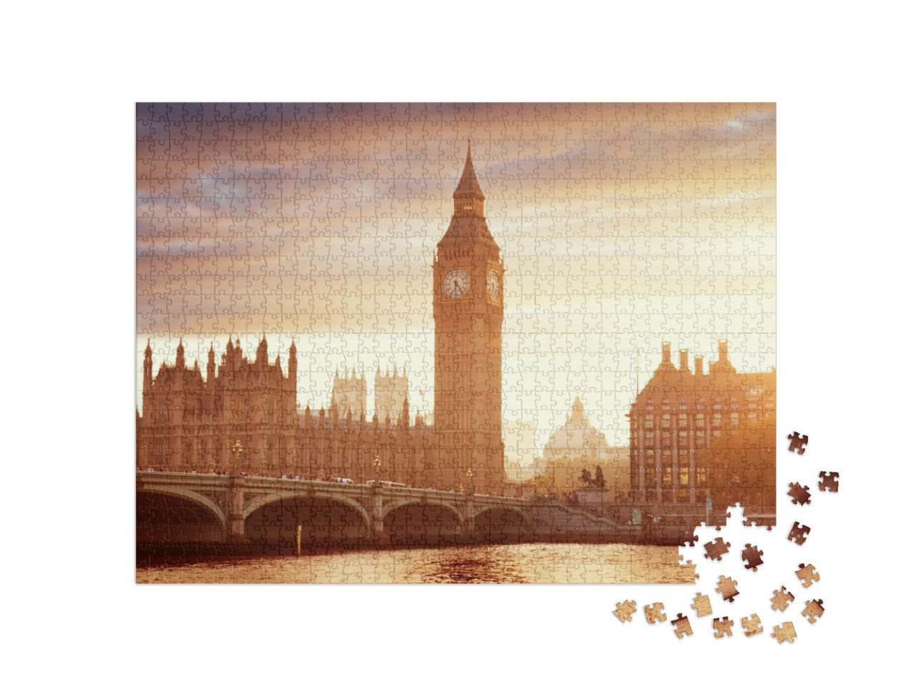 Big Ben & Westminster At Sunset, London, Uk... Jigsaw Puzzle with 1000 pieces