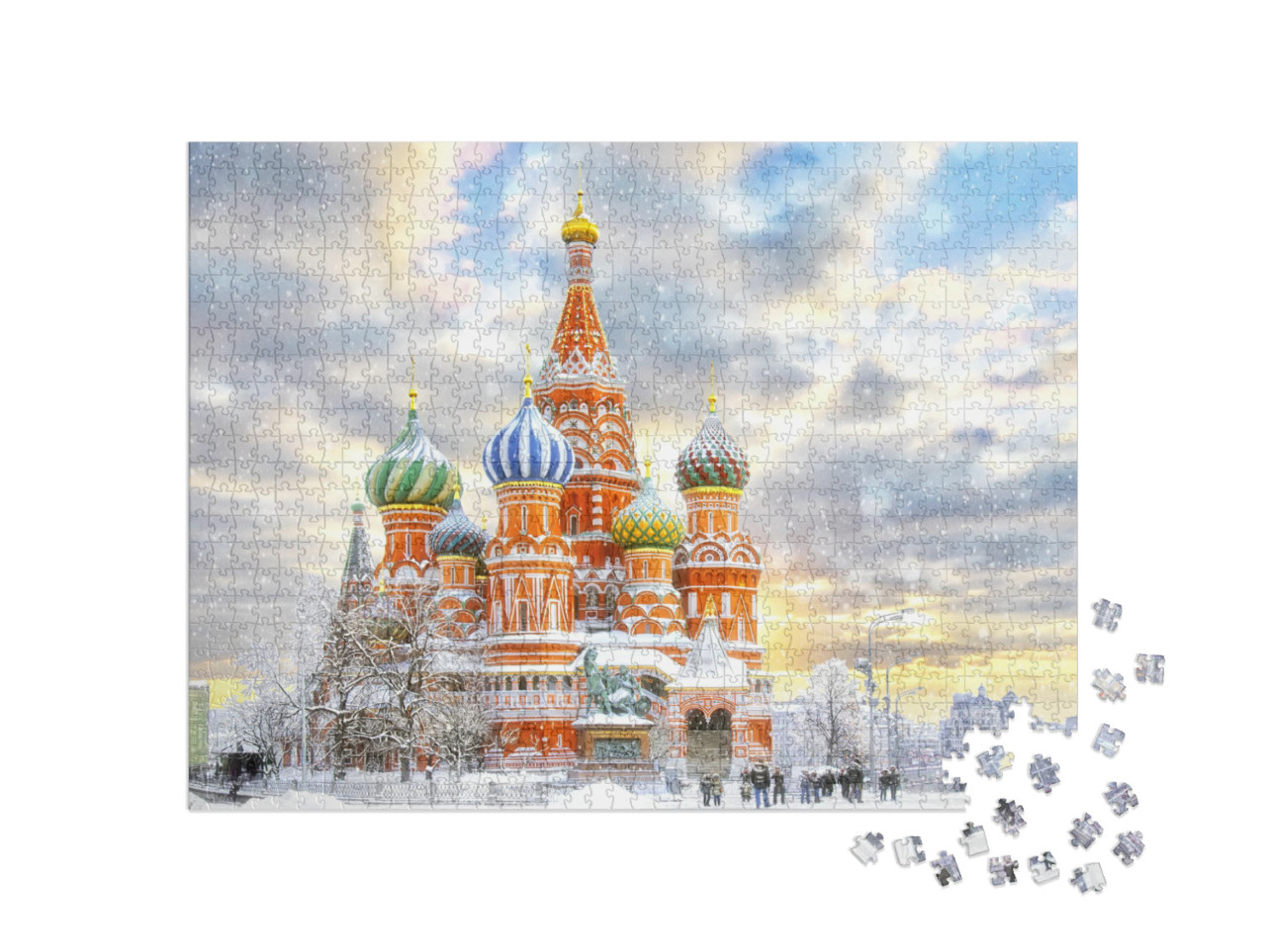 Sunny and Snowy at St. Basil's Cathedral Jigsaw Puzzle with 1000 pieces