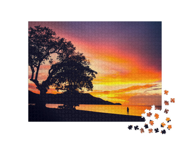 Pura Vida. Sunset in Coco Beach, Guanacaste, Costa Rica... Jigsaw Puzzle with 1000 pieces