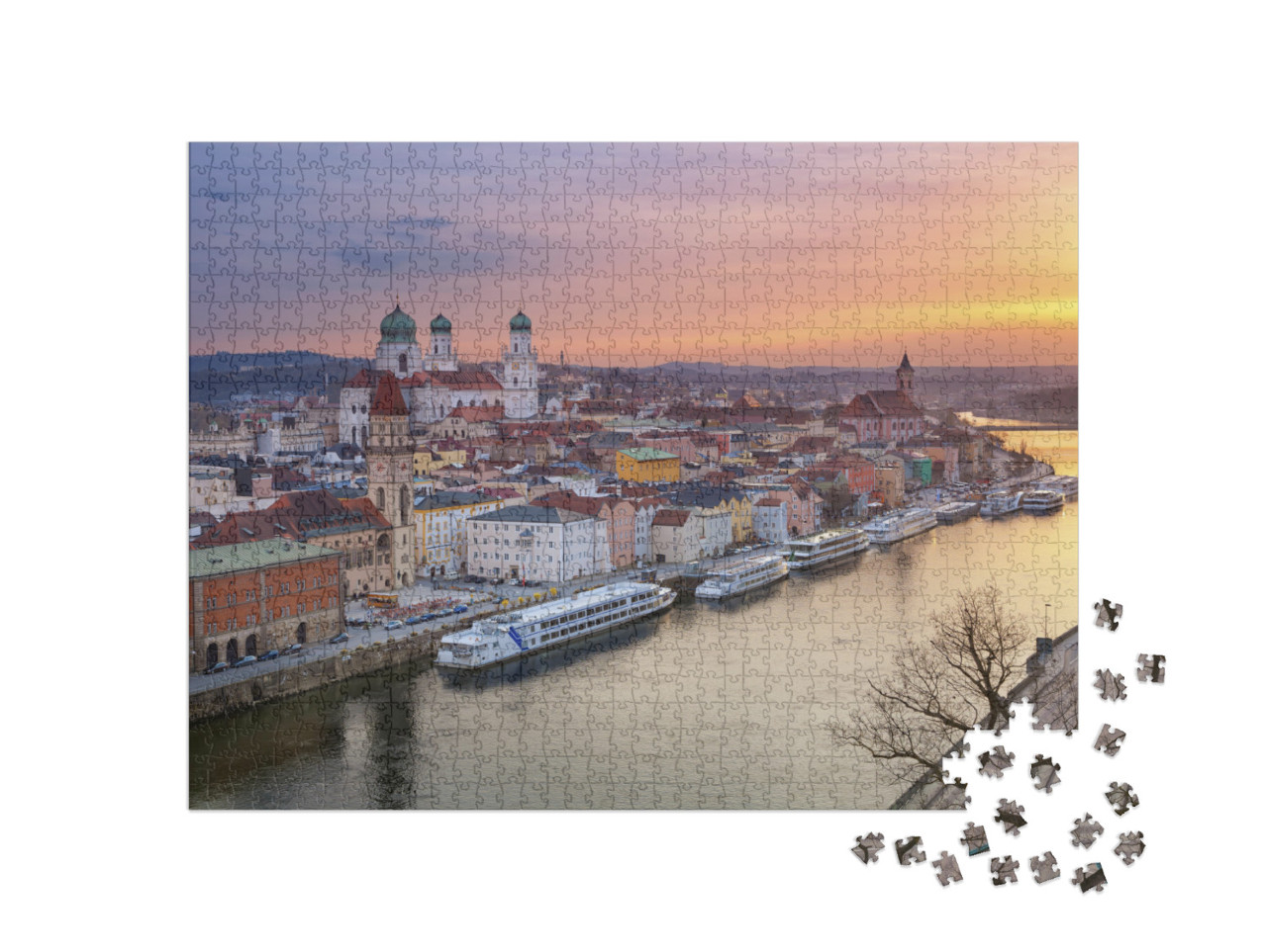 Passau. Passau Skyline During Sunset, Bavaria, Germany... Jigsaw Puzzle with 1000 pieces