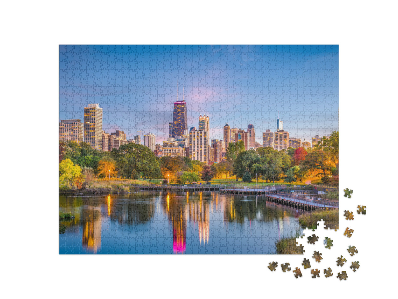 Chicago, Illinois, USA Downtown Skyline from Lincoln Park... Jigsaw Puzzle with 1000 pieces