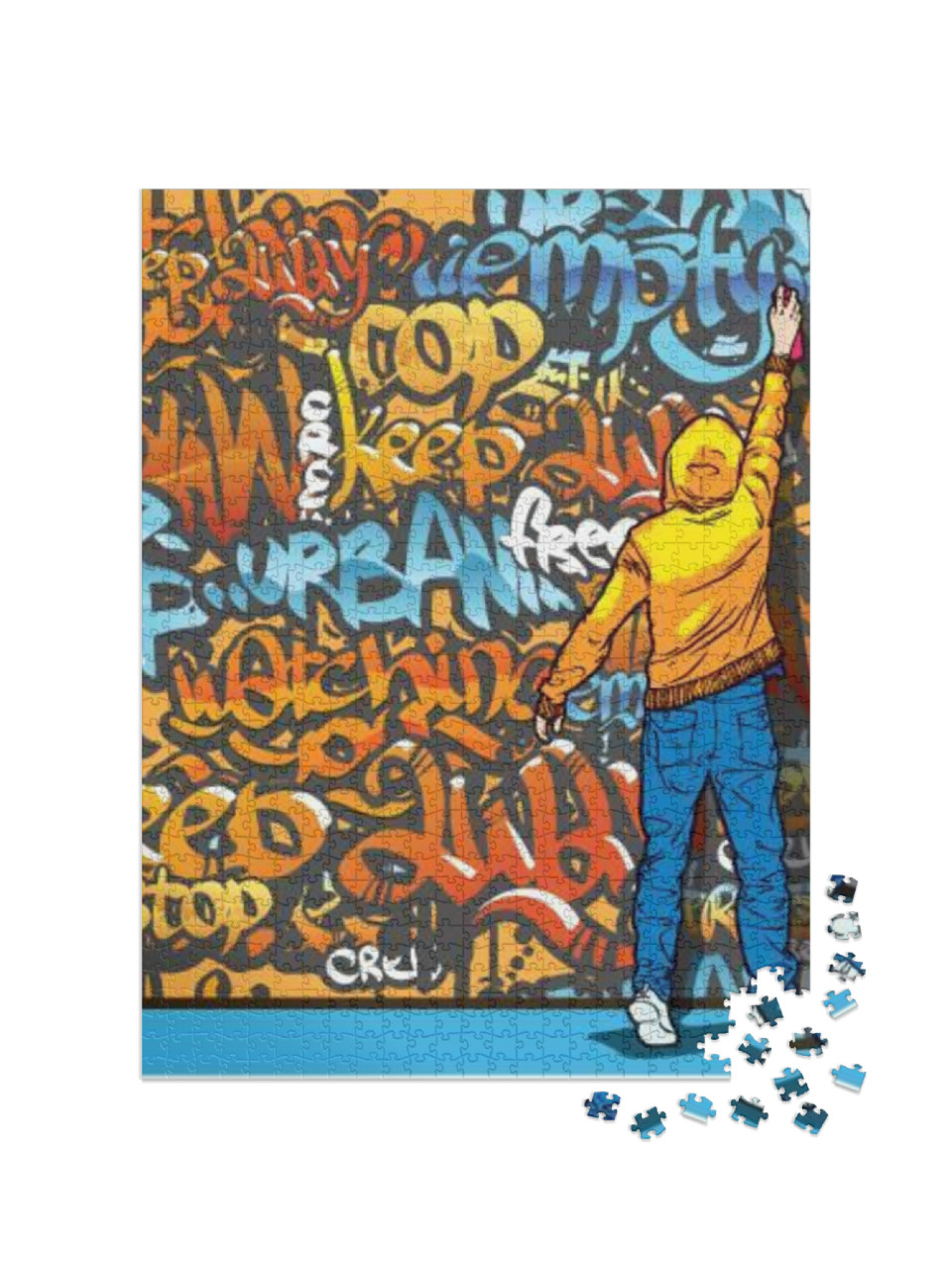 Vector Young Man Painting Graffiti on a Wall... Jigsaw Puzzle with 1000 pieces