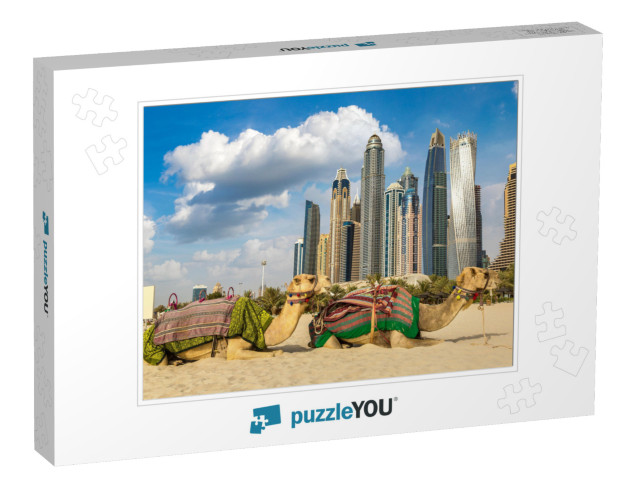 Camel in Front of Dubai Marina in a Summer Day, United Ar... Jigsaw Puzzle