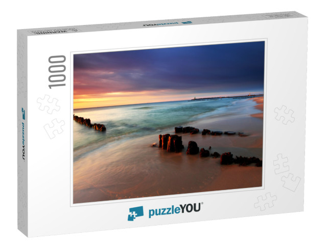 Baltic Sea At Beautiful Sunrise in Poland Beach... Jigsaw Puzzle with 1000 pieces