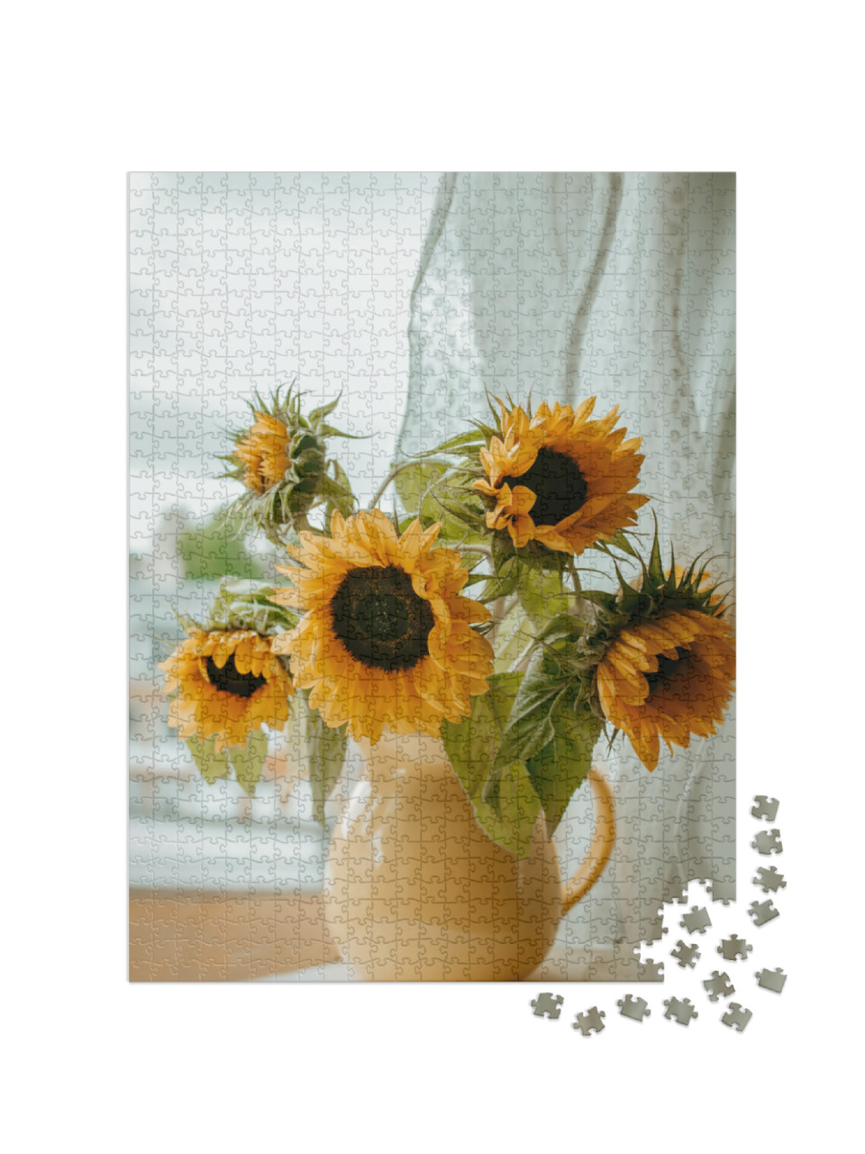 Sunflowers in the Vase on the Windowsill... Jigsaw Puzzle with 1000 pieces