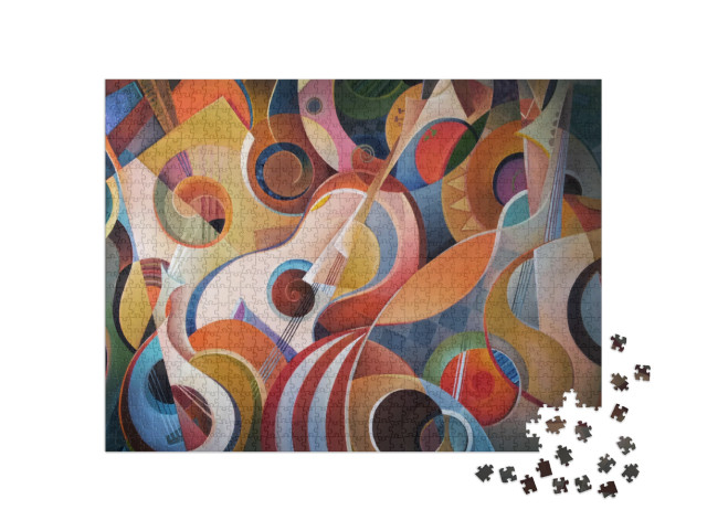 Music Background, Sound, Handmade Painting, Music Abstrac... Jigsaw Puzzle with 1000 pieces