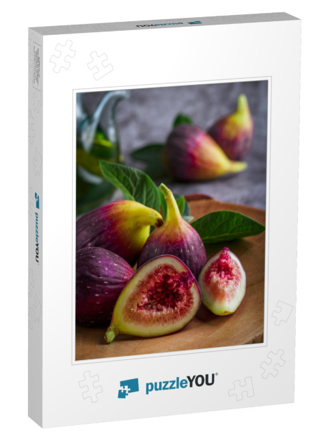 Fresh Ripe Figs on Dark Table. Healthy Mediterranean Fig... Jigsaw Puzzle