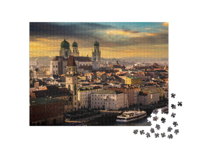 Passau on the Danube River, Germany. View of the Town At... Jigsaw Puzzle with 1000 pieces