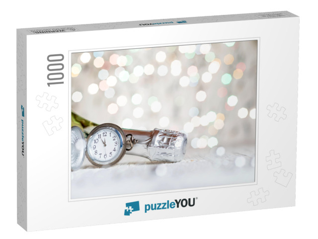 New Years Clock & Champagne At Midnight... Jigsaw Puzzle with 1000 pieces