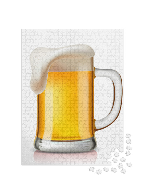 Vector Glass of Beer on a White Background... Jigsaw Puzzle with 1000 pieces