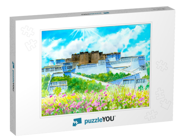 Watercolor Painting - Potala Palace, China... Jigsaw Puzzle