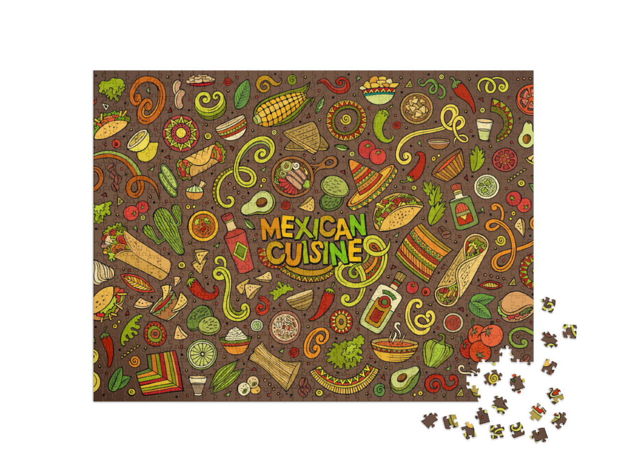 Colorful Vector Hand Drawn Doodle Cartoon Set of Mexican... Jigsaw Puzzle with 1000 pieces