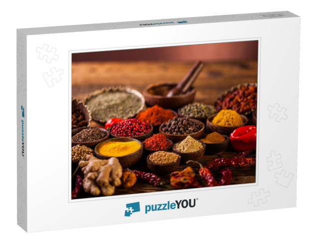 Wooden Table of Colorful Spices... Jigsaw Puzzle