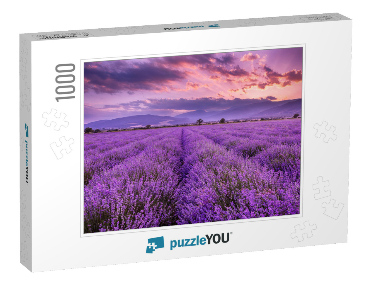 Lavender Field Sunset & Lines... Jigsaw Puzzle with 1000 pieces