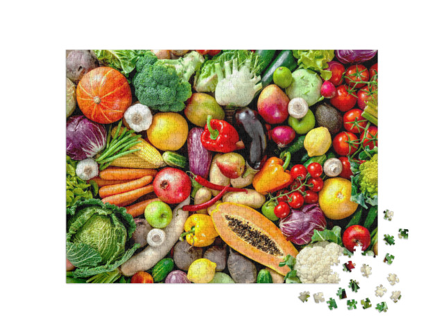 Assortment of Fresh Fruits & Vegetables... Jigsaw Puzzle with 1000 pieces