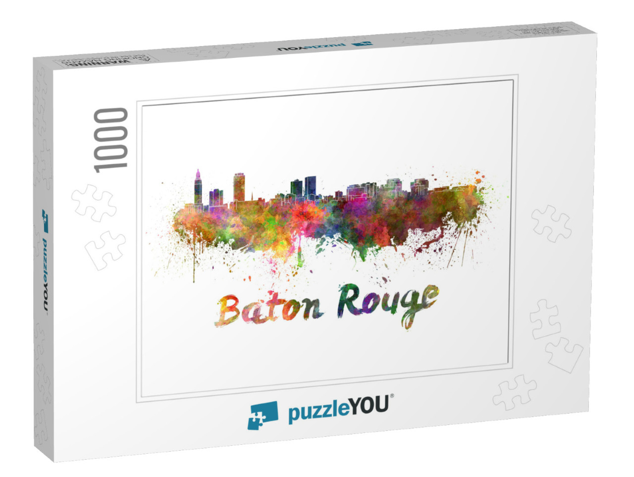 Baton Rouge Skyline in Watercolor Splatters with Clipping... Jigsaw Puzzle with 1000 pieces