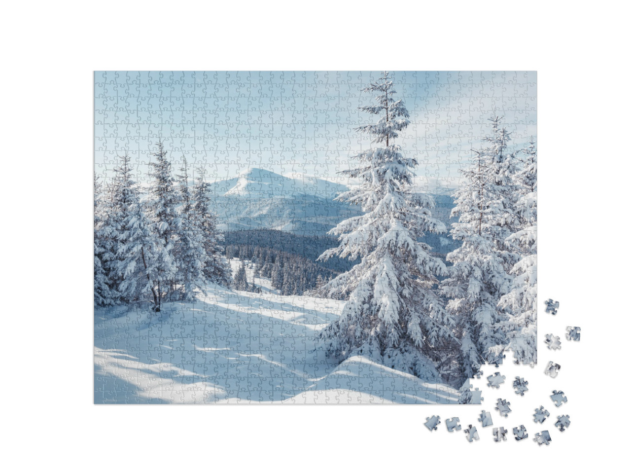 Splendid Alpine Scenery in Winter. Fantastic Frosty Morni... Jigsaw Puzzle with 1000 pieces