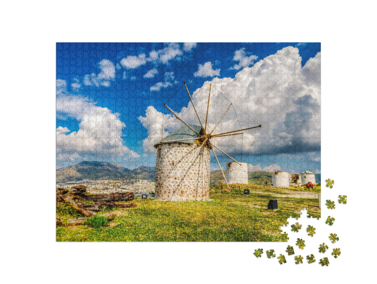 Windmills of Bodrum Town of Turkey... Jigsaw Puzzle with 1000 pieces