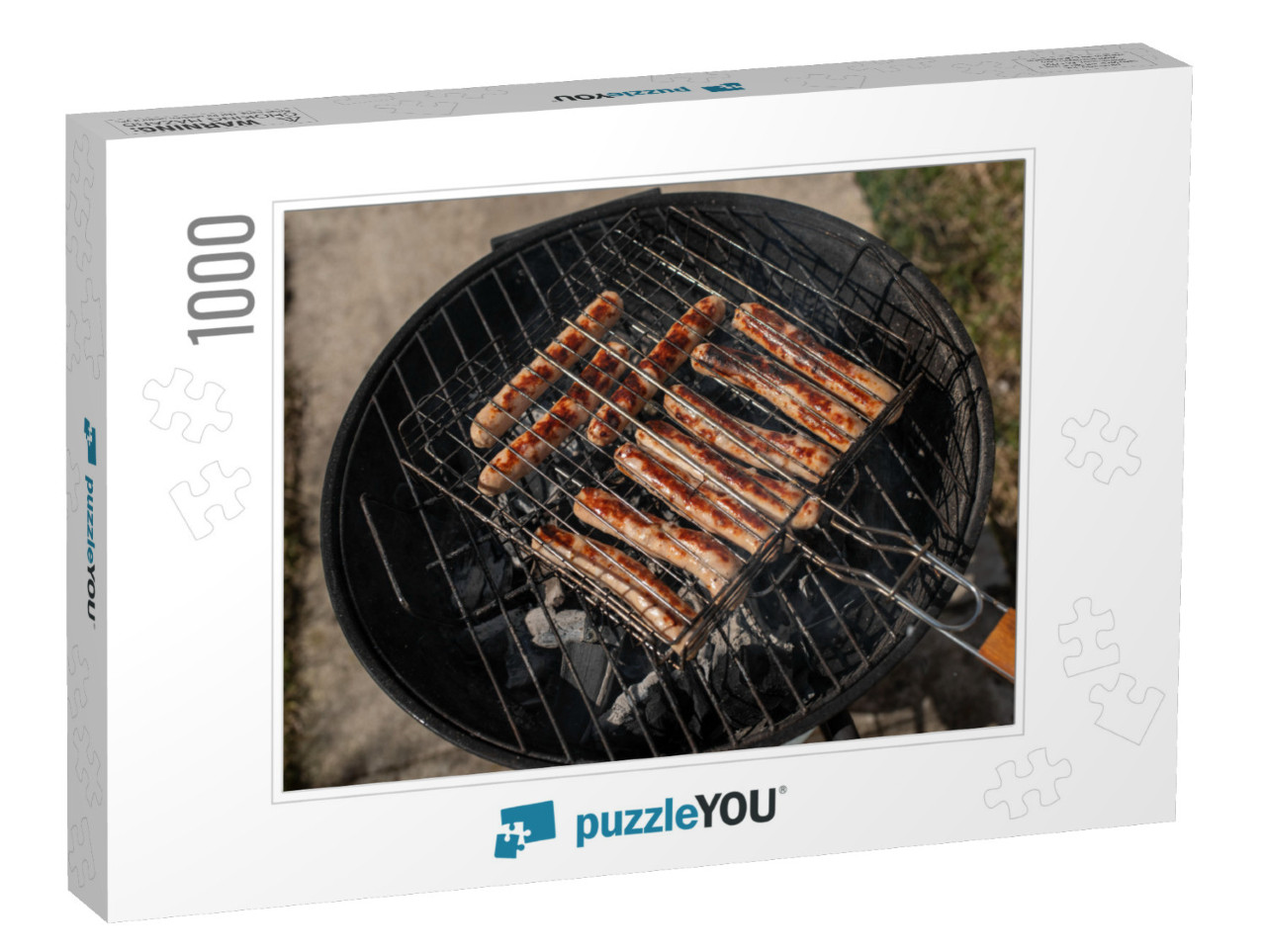 Top view of chicken sausages on the grill. Grillin Jigsaw Puzzle with 1000 pieces