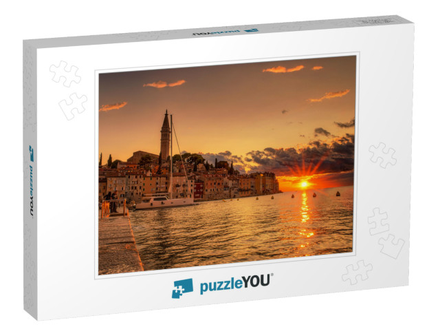 Beautiful Colorful Sunset Rovinj Adriatic Sea Croatia, Mo... Jigsaw Puzzle