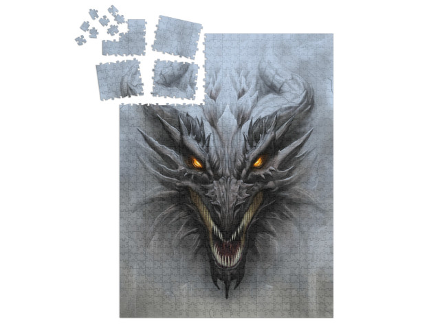 Dragon Head on the Gray Stone Background. Digital Paintin... | SMART SORTED® | Jigsaw Puzzle with 1000 pieces