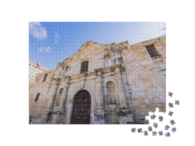 Sunny View of the Alamo At Texas... Jigsaw Puzzle with 1000 pieces