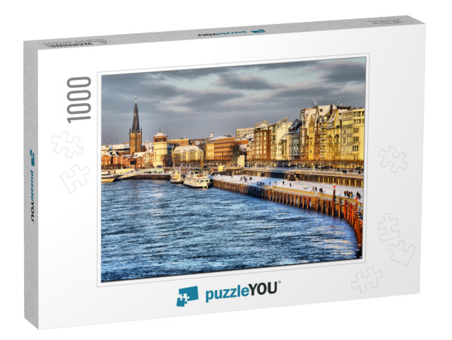 Beautiful Shore of Rhine River During Day in Dusseldorf i... Jigsaw Puzzle with 1000 pieces