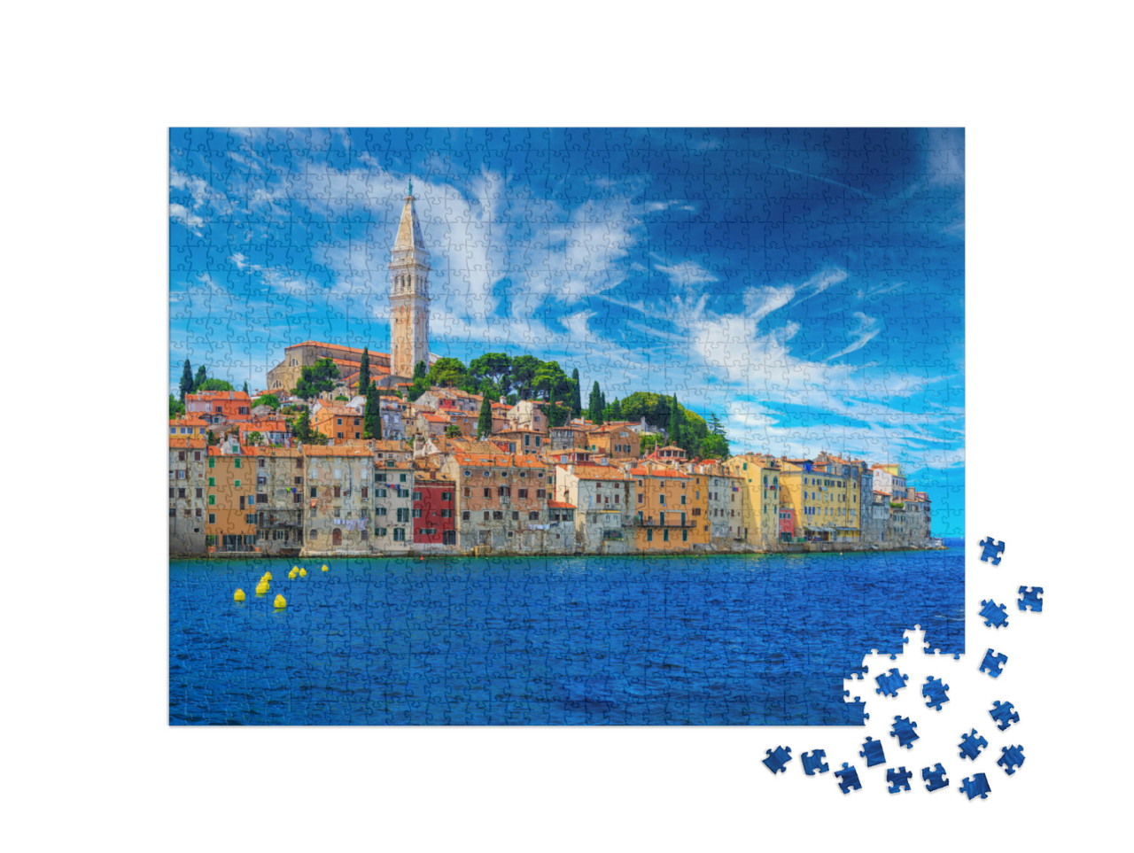 Wonderful Romantic Old Town At Adriatic Sea. Boats & Yach... Jigsaw Puzzle with 1000 pieces