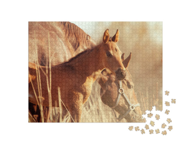 Cute Little Foal - Sunset Portrait... Jigsaw Puzzle with 1000 pieces