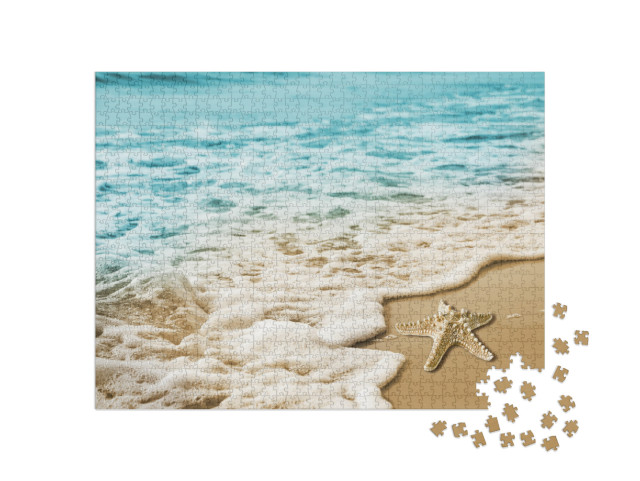 Starfish & Soft Wave on the Sandy Beach Summer Tropical C... Jigsaw Puzzle with 1000 pieces